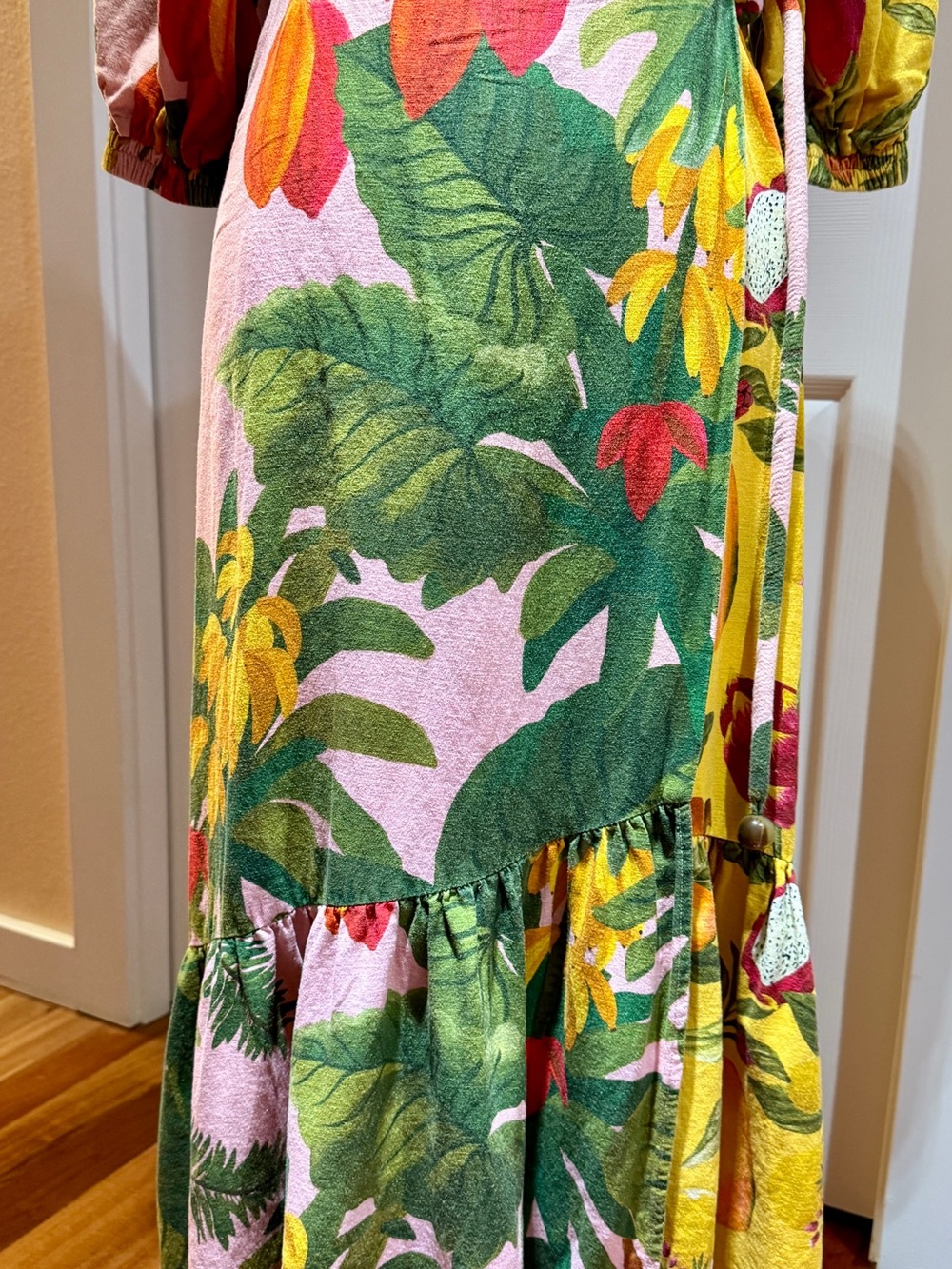 FARM Rio Tropical Floral Wrap Maxi BeachDress Green, Pink & Yellow Mixed Print S - Picture 8 of 14